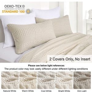 100% Cotton Waffle Pillowcases Queen Size, 2 Pack Soft, 20" X 30", No Filling